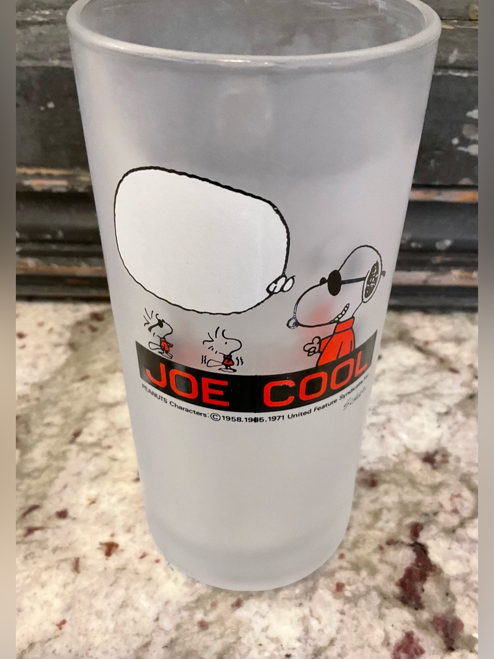Peanuts Joe Cool Frosted Glass Tumbler - White, Red, Black